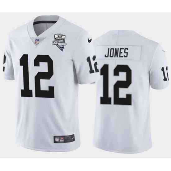 Men's Oakland Raiders White #12 Zay Jones 2020 Inaugural Season Vapor Limited Stitched NFL Jersey